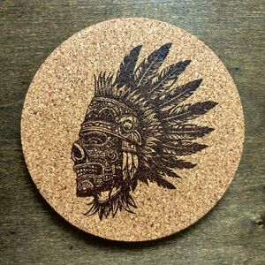 Aztec Clipart 13 Laser Engraved Cork Coaster
